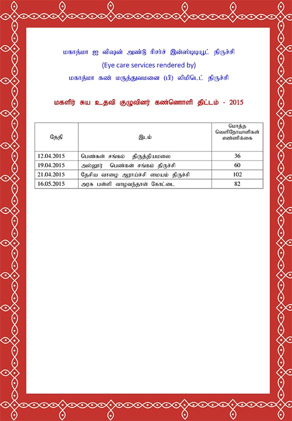 MAGALIR SUYAVUTHAVI KULU KANNOLI THITTAM 2015