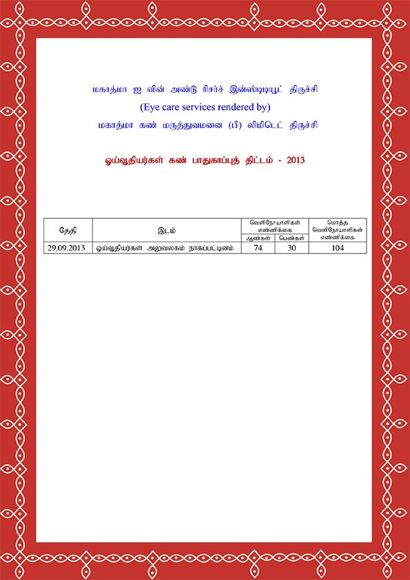 Ooivuthiyar Kannoli Thittam 2013