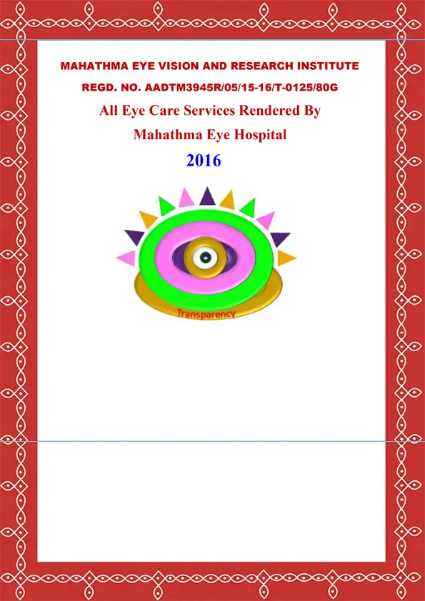 Mahathma Eye Vision and Research Institute 2016